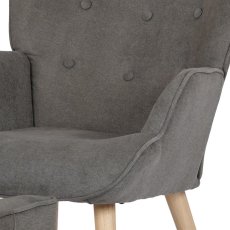 Relaxační křeslo ušák s podnožkou ALFIE – masiv, látka, šedo-hnědá