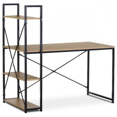 Stůl psací s regálem, MDF, dekor dub, černý kov Autronic