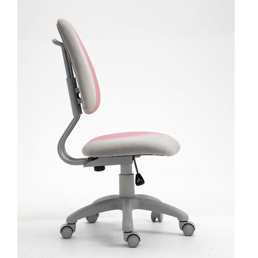 Detská rastúca stolička RAIDON – látka, plast, sivá / ružová