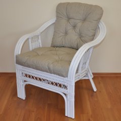 Zahradní křeslo SAULO — ratan, látka, bílá / více barev