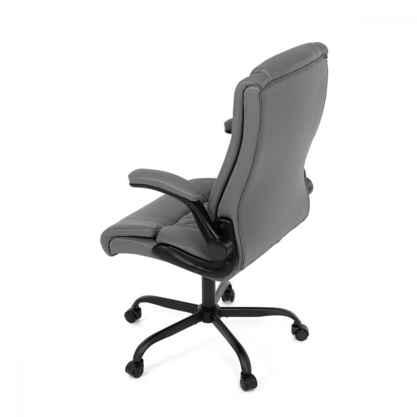 Kancelárske kreslo CYRUS — kov, ekokoža, siva