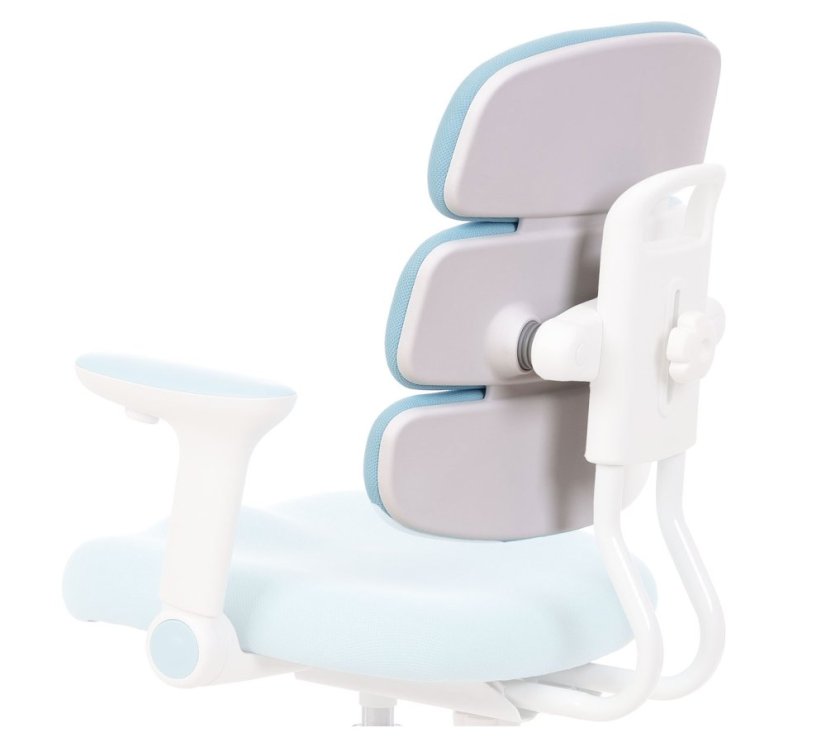 Detská rastúca stolička GRIDDY — látka, biela / modrá