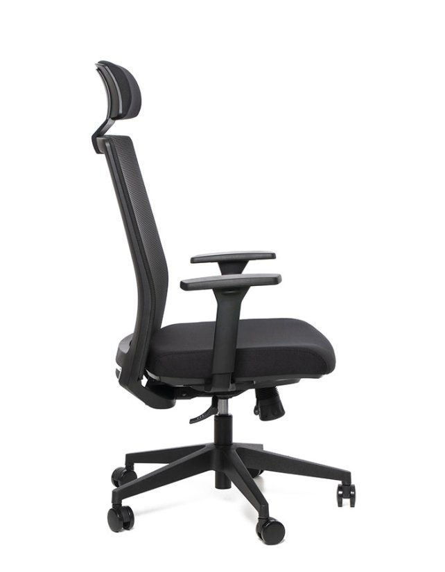Kancelárska ergonomická stolička Sego LINK — sieť/látka, čierna