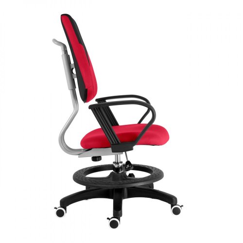 Detská rastúca stolička s podnožou BAMBINO – látka, čierno-červená