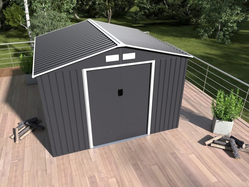 Zahradní domek ARCHERA –⁠ kov, šedá, 213x195x127 cm