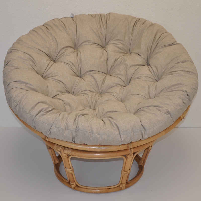 Relaxačný papasan DEMETRIA — ⌀100 cm, ratan, látka, medová / viac farieb