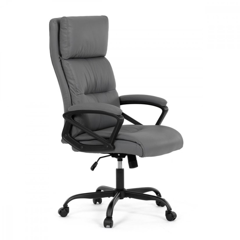 Kancelářské křeslo HOLMES — kov, ekokůže, šedá Autronic