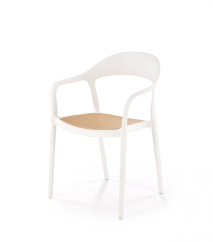 Plastové kresielko BIRK — biela / prírodná