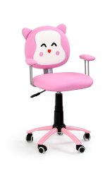 Dětská židle na kolečkách KITTY — ekokůže, růžová Halmar