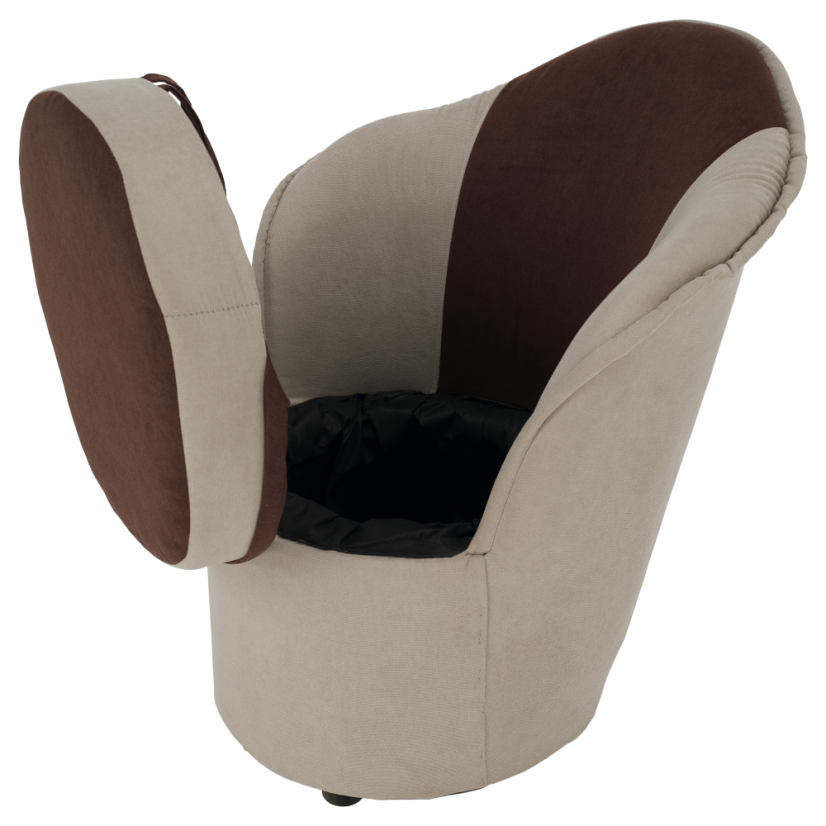 Designové křeslo PERSI s úložným prostorem — látka, hnědá / béžová Kondela