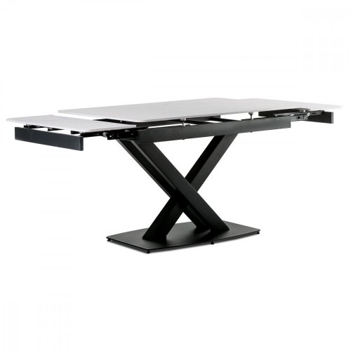 Jídelní rozkládací stůl ELIOT –⁠ 120x80 (+60), keramika/kov, černý mat