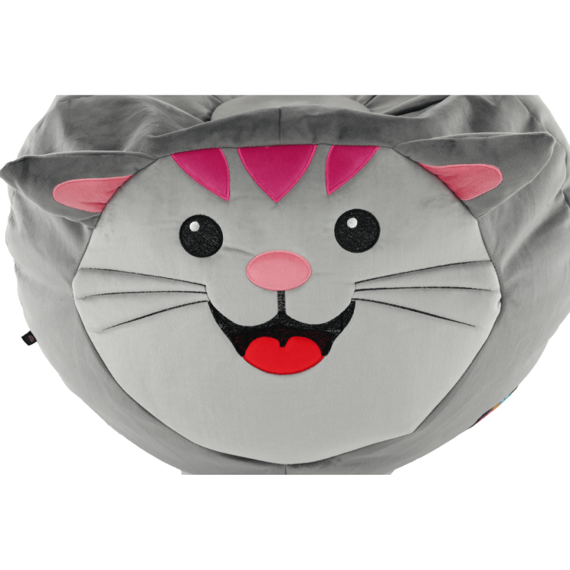 Detský sedací vak BABY s mačičkou — 60×45, sivá