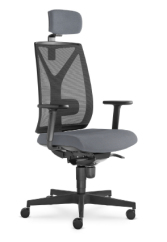 Kancelářská židle LEAF 503 s podhlavníkem a područkami – synchronní mechanika, síť, černá-šedá LD Seating