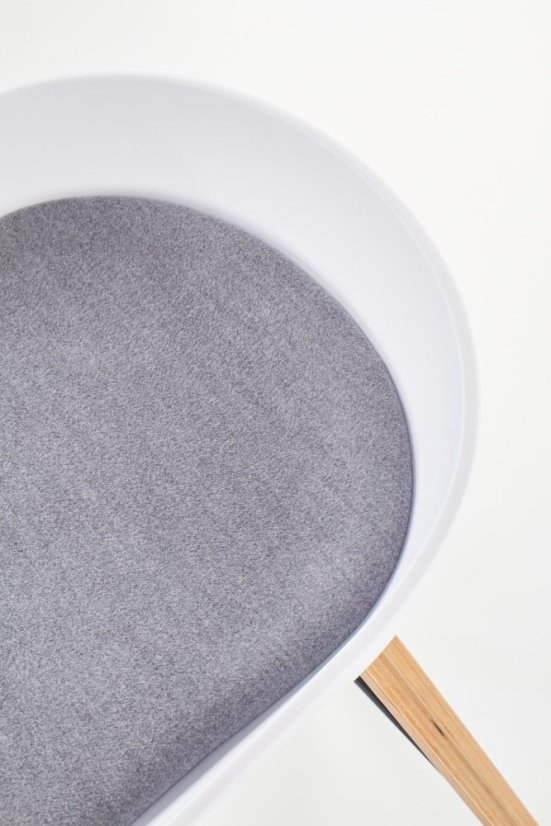 Barová židle HAMMY – kov, překližka, plast, látka, buk / bílá / šedá Halmar