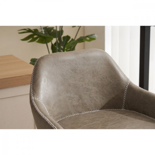Barová židle BRIO — kov, ekokůže, šedá