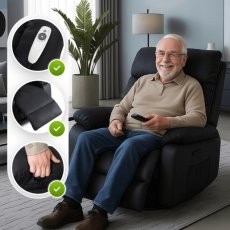 Masážne kreslo BRUCE – Luxusná rozkladacia čierna ekokoža