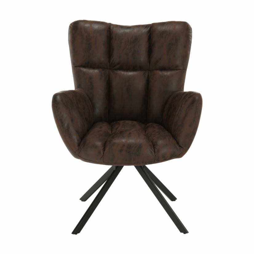 Designové otočné relaxační křeslo KOMODO — kov, látka s efektem broušené kůže, hnědá/černá Kondela