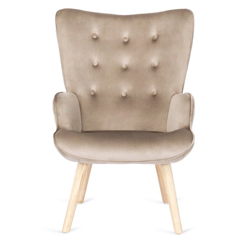 Luxusné béžové zamatové kreslo LOZANO pre elegantné interiéry