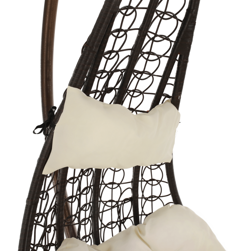 Závěsné křeslo KALEA — hnědá, krémová látka, nosnost 130 kg Kondela