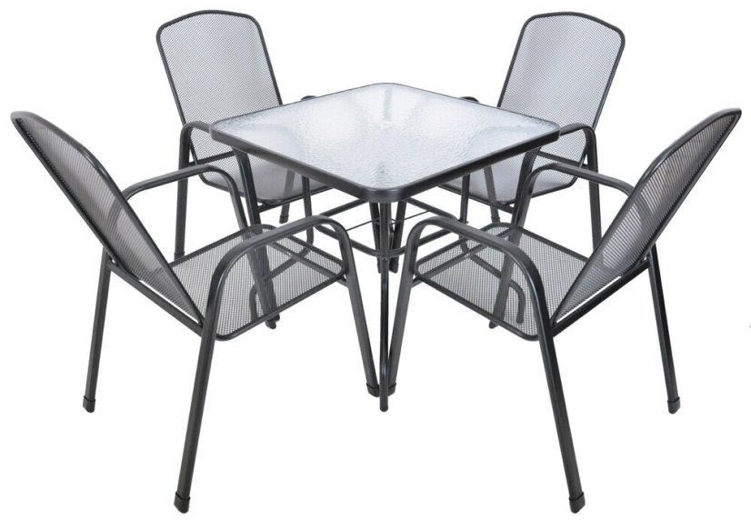 Zahradní stůl ZWMT 80x80 cm kovový se skleněnou deskou