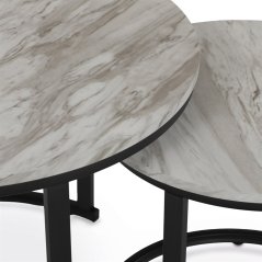 Sada 2 moderných konferenčných stolíkov OREO 3 – s mramorovým dekorom a kovovou základňou Autronic
