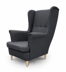 Křeslo ušák VISBY – masiv, látka, šedá Kupžidle