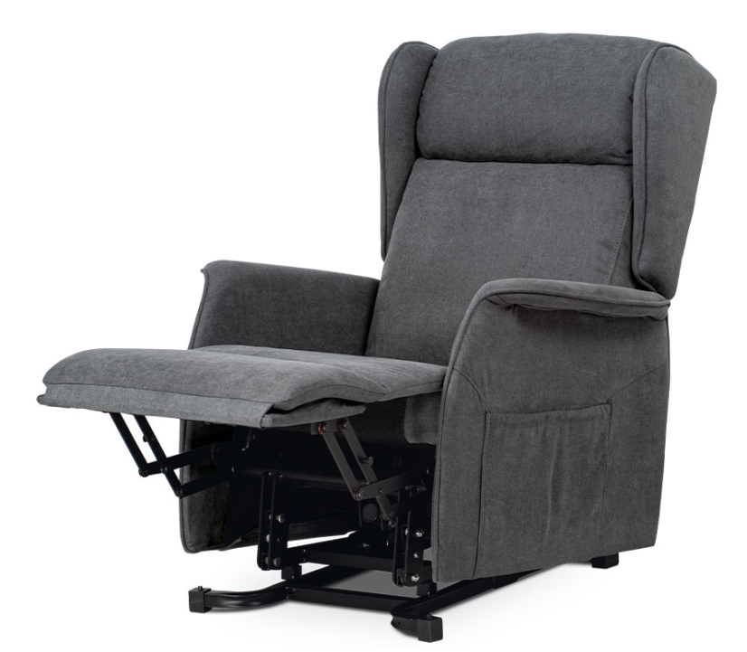 TV křeslo ušák SANDUR s elektrickým polohováním — šedá látka, kov Autronic