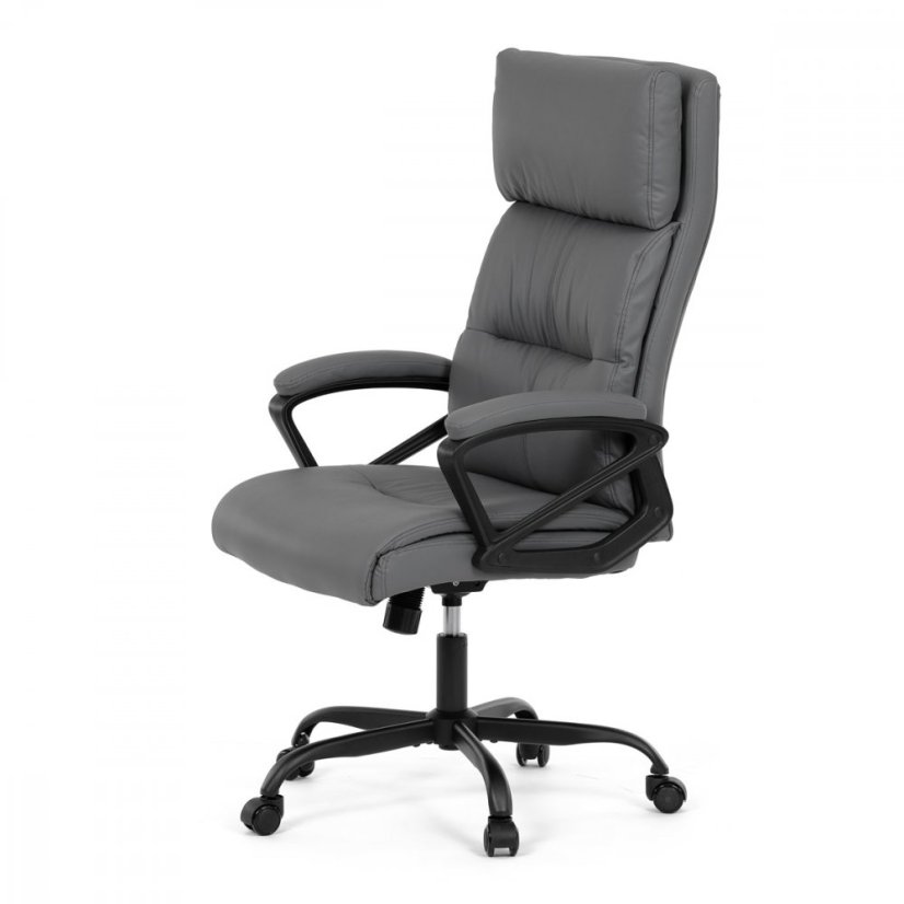 Kancelářské křeslo HOLMES — kov, ekokůže, šedá Autronic