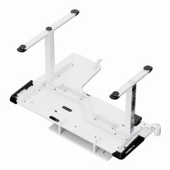 Herní stůl ULTRADESK WINGER – 111x155x60 cm, elektricky nastavitelná výška, RGB podsvícení, bílá