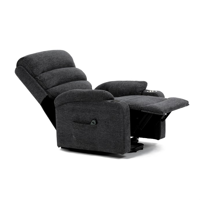 Relaxační křeslo s elektrickým polohováním HOMER - látka, šedá