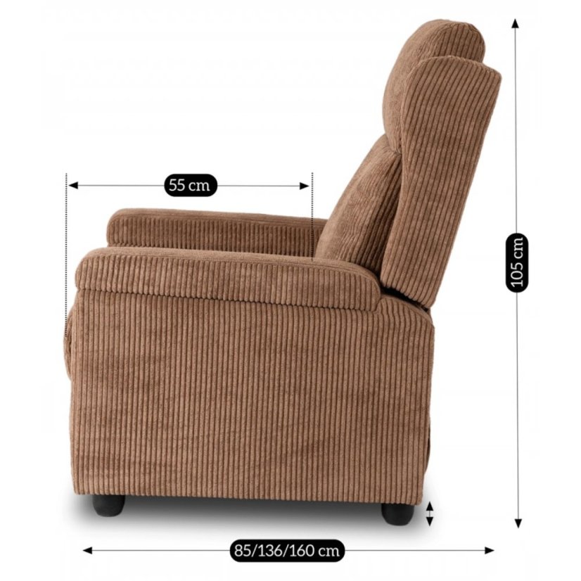 Elegantné hnedé kreslo SPENCER z manšestru