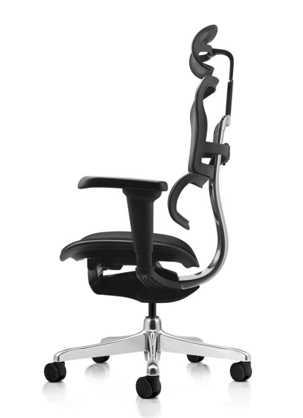 Kancelárska ergonomická stolička SIRIUS NEO – operadlo sieť, čalúnený sedák, čierna