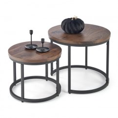 Set konferenčních stolků OREO — ořech / černá Halmar