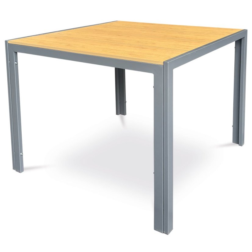 Zahradní stůl rozkládací METRAX — 90x90 cm, kov, polywood, hnědá Autronic