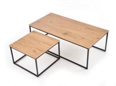 Set konferenčních stolků ALASKA  — dekor dub, kov