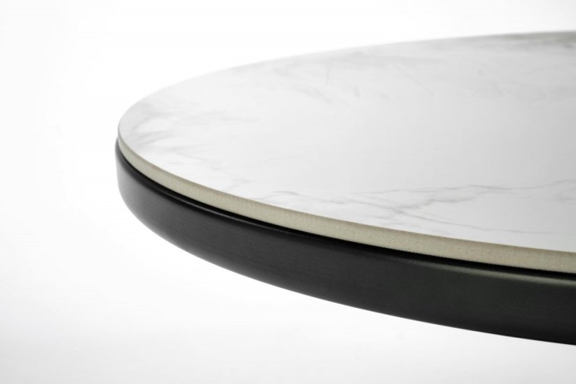 Konferenčný stolík GENESIS — keramika, kov, dekor biely mramor / orech