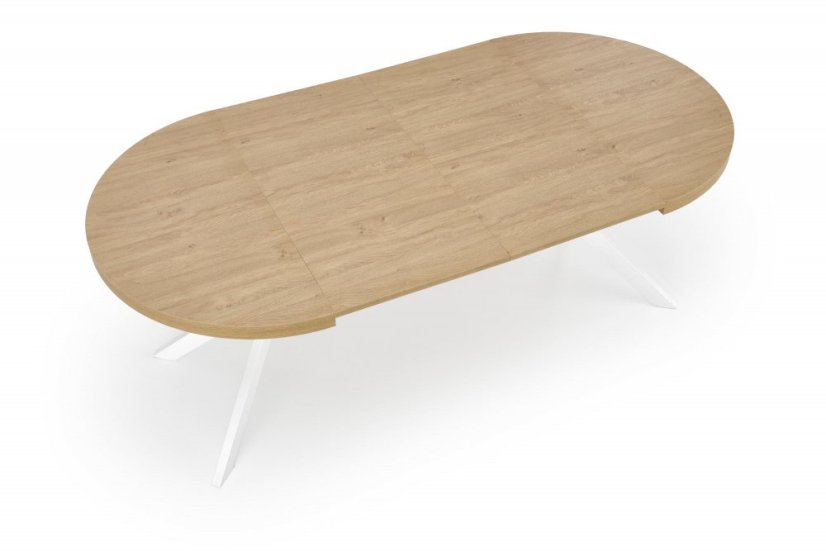 Jídelní kulatý rozkládací stůl PERONI –⁠ 100x100x75 (+150) dřevo, zlatý dub, bílá