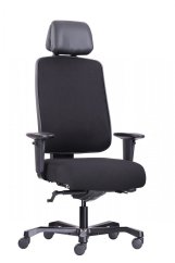 Ergonomická záťažová stolička BOSTON 24/7 — látka, čierna, nosnosť 200 kg