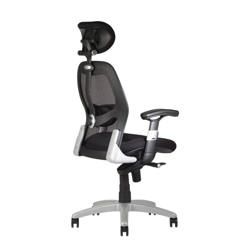 Ergonomická kancelárska stolička na kolieskach SATURN – s podrúčkami, viac farieb - Čalúnenie Saturn: NET oranžová