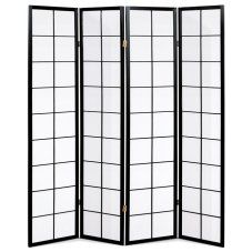 Elegantný 4-dielny paraván PARVIO z masívneho smrekového dreva s čiernym lakom Autronic