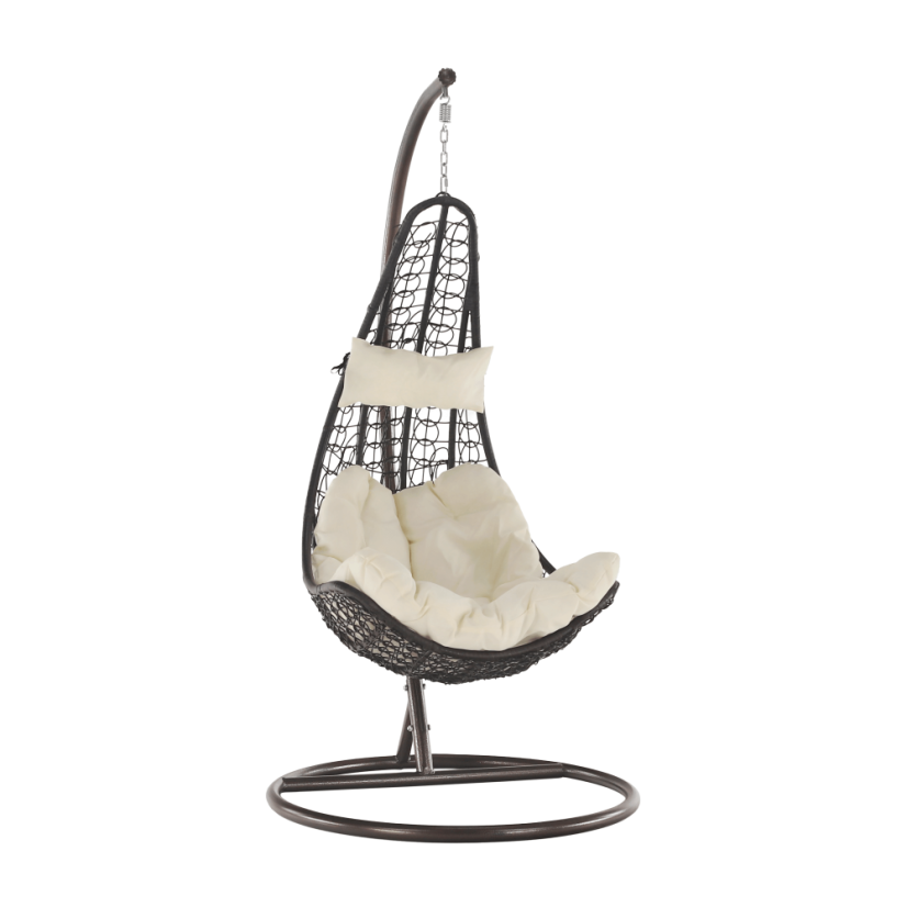 Závěsné křeslo KALEA — hnědá, krémová látka, nosnost 130 kg Kondela