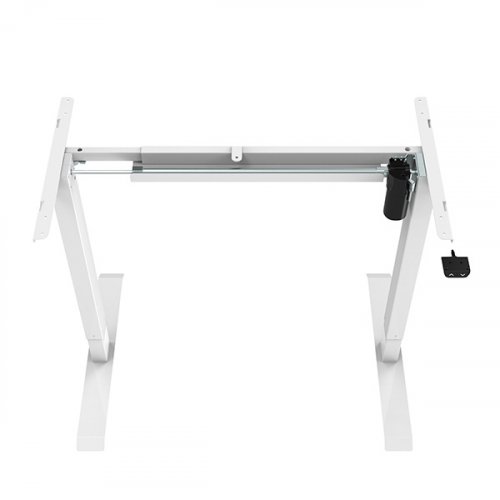 Elektricky výškově nastavitelný stůl POWERO — včetně desky, šedá, bílá, 75×160 cm