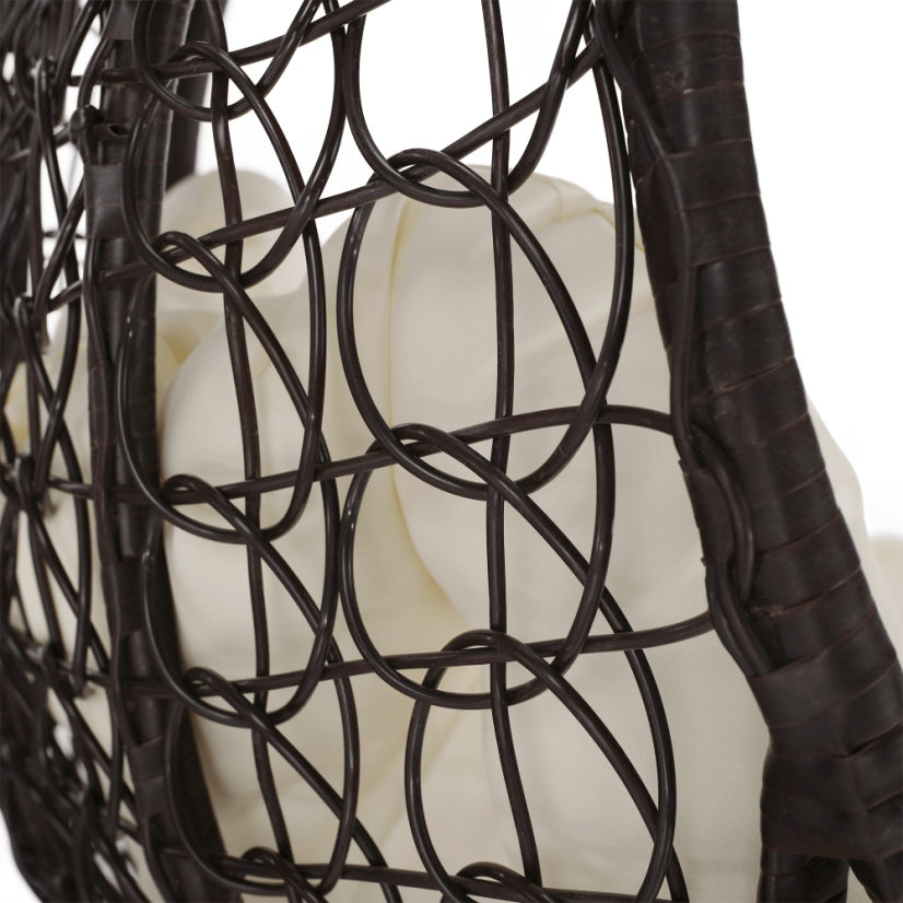 Závěsné křeslo KALEA — hnědá, krémová látka, nosnost 130 kg Kondela