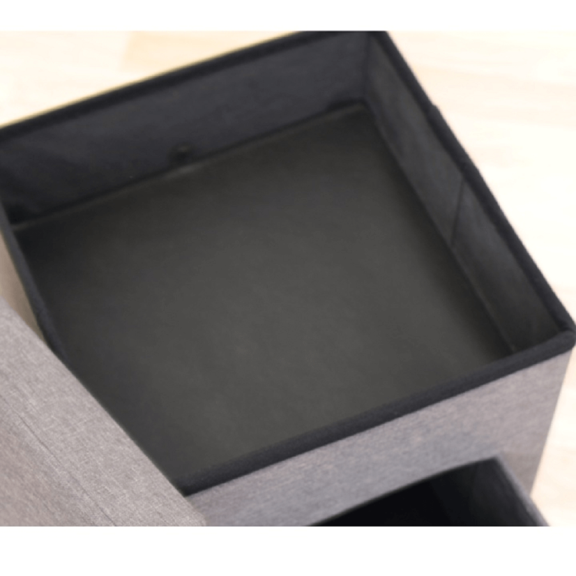 Sedací taburet s úložným prostorem SETIN — látka, šedá Kondela