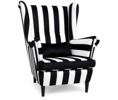Kreslo ušiak VISBY - masív, látka, pet friendly, zebra