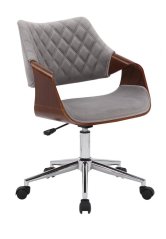Designová kancelářská židle COLT - samet, ořech, šedá Halmar