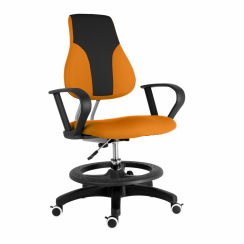 Dětská rostoucí židle s podnoží BAMBINO – látka, černo-oranžová