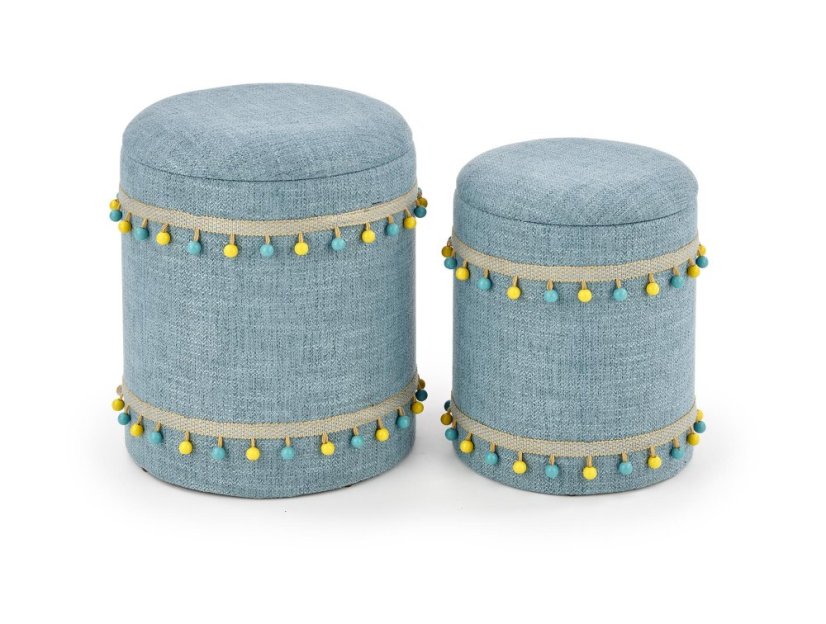 Set taburetů GRADO – látka, modrá Halmar
