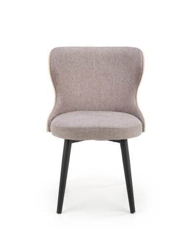 Jedálenská stolička MAVIS — drevo/látka, sivá, orech