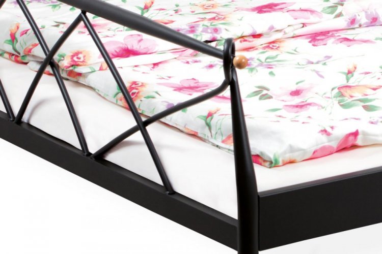 Dvoulůžková postel LARA –⁠ 180x200, kov, černá matná